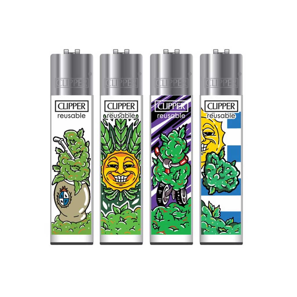 Encendedores CLIPPER - Colección Weed UY - Display 24x