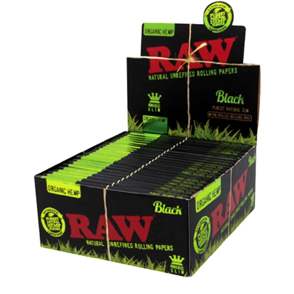 Hojillas Raw Black Organic King Size Slim - Pack 25x