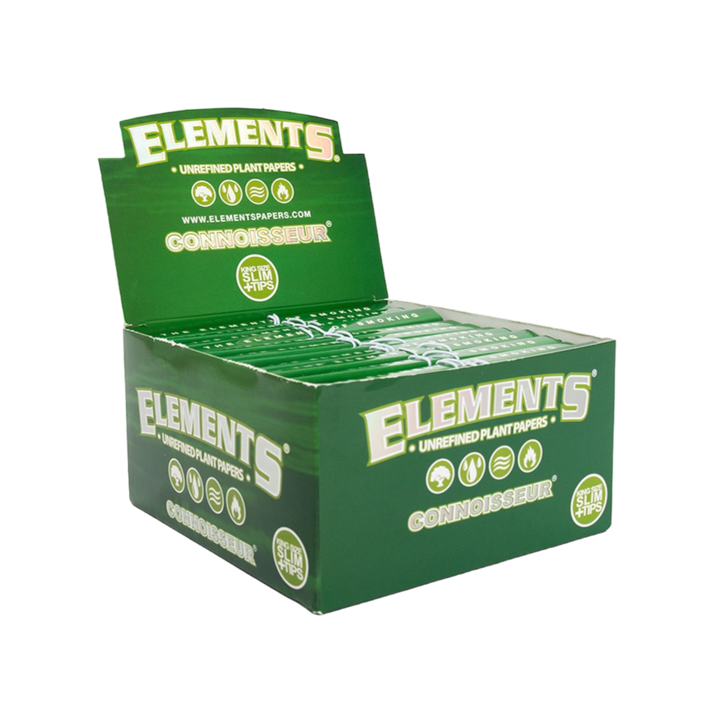 Hojillas Elements Verde Connoiseur King Size con Filtros - Display 24x