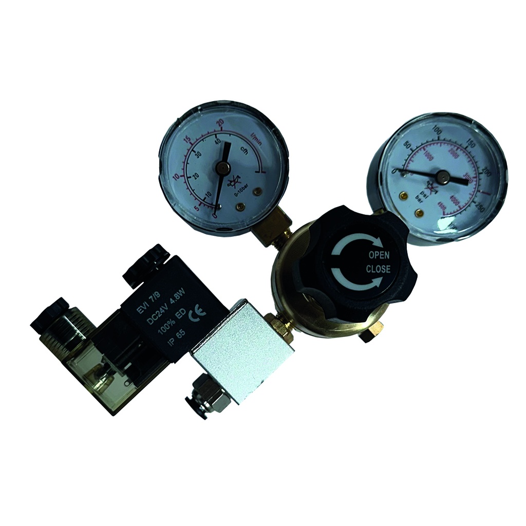 Regulador CO2 con Manómetro y Solenoide 24V