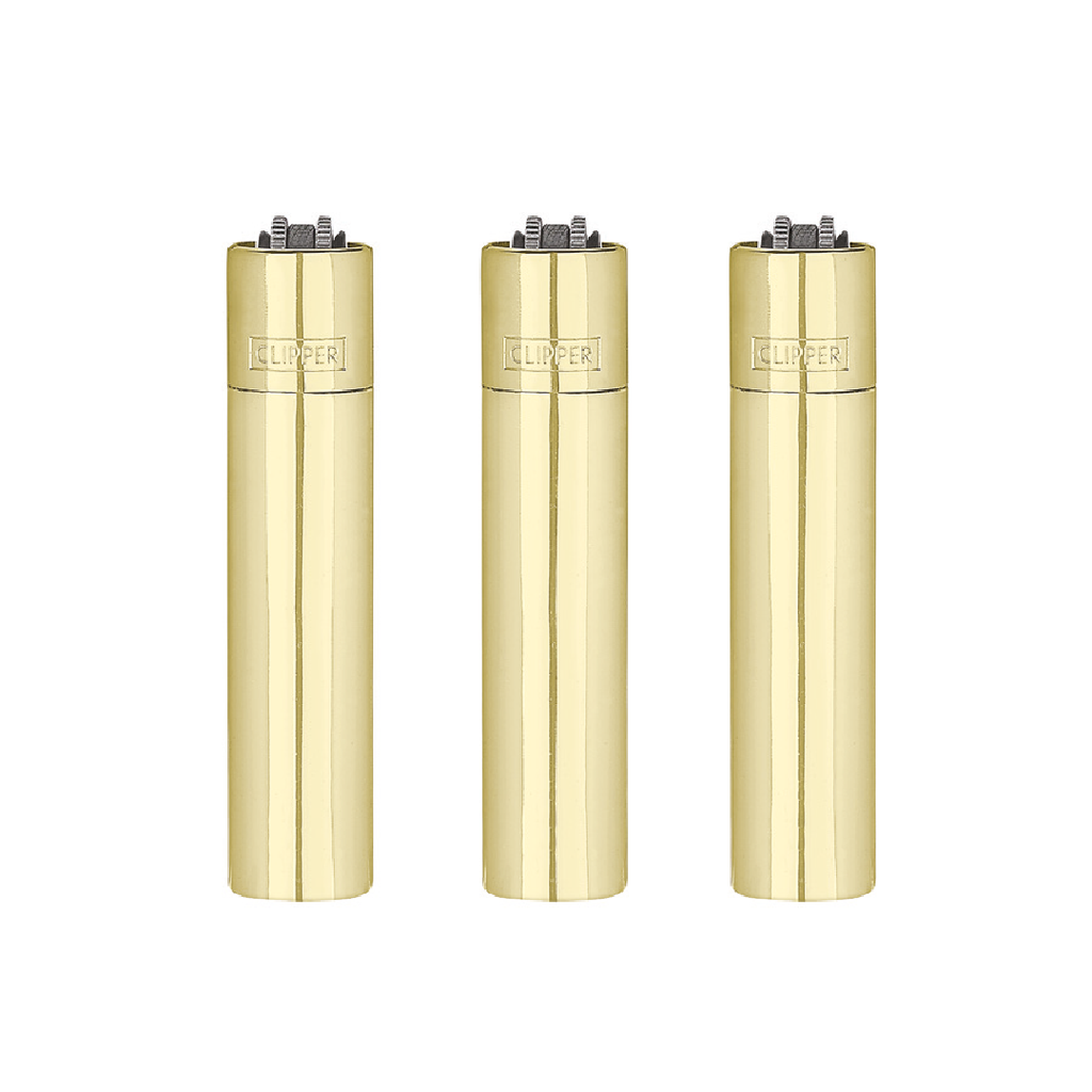Encendedor CLIPPER Metálico Gold - Display 12x