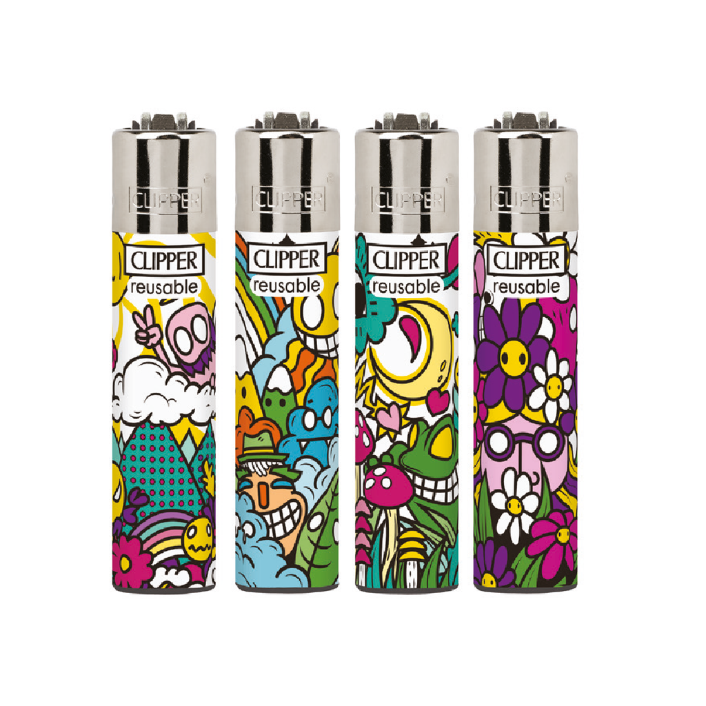 Encendedores CLIPPER - Colección Psycho Hippie - Display 48x