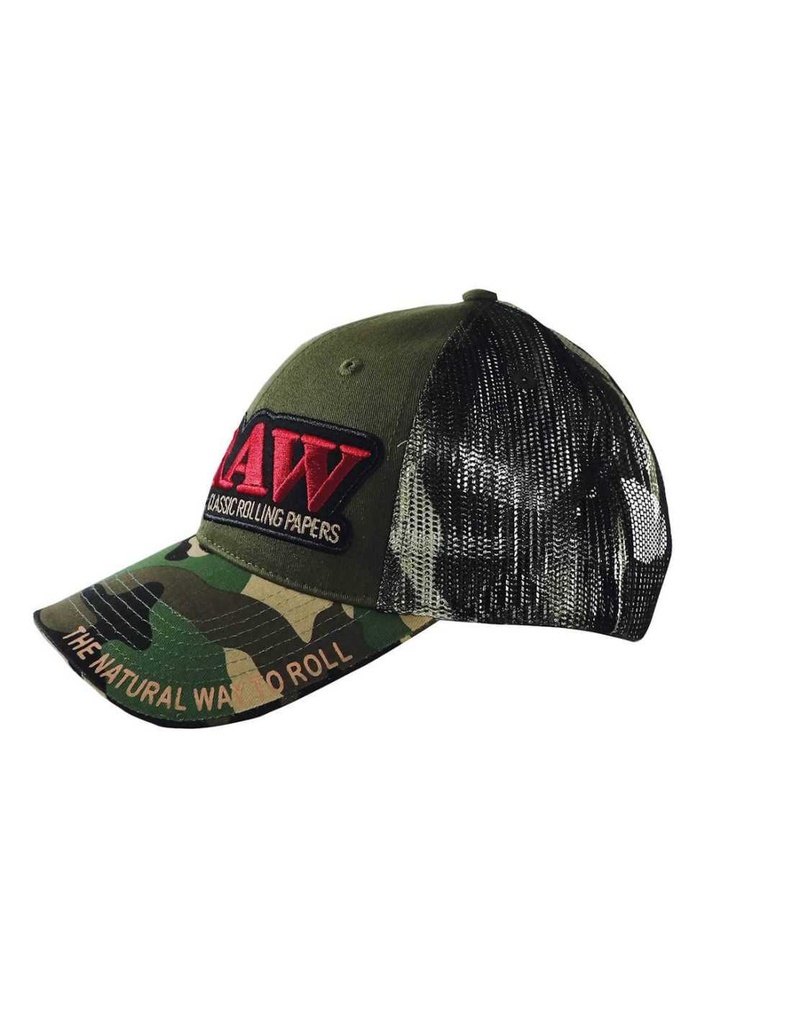 Gorra Raw Trucker Camuflaje Verde con Poker