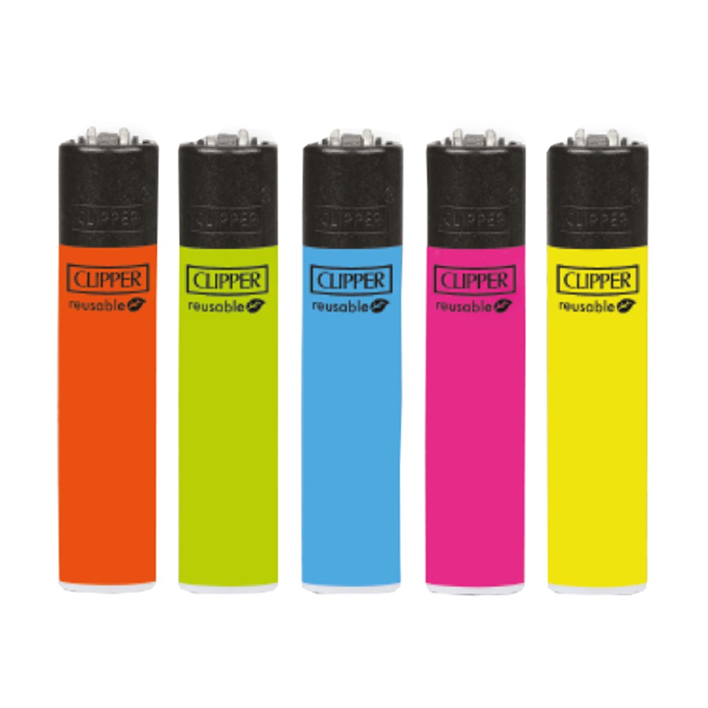 Encendedores CLIPPER - Colección Solid Fluor - Display 24x