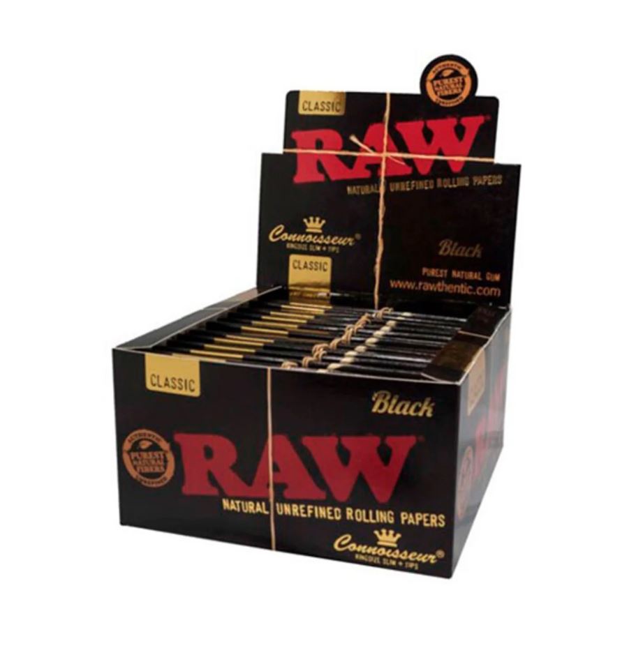 Hojillas Raw Black Connoisseur King Size Filtros - Display 24x
