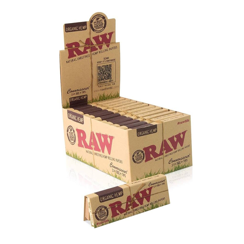 Hojillas Raw Organic Connoisseur 1.1/4 con Filtros - Display 24x